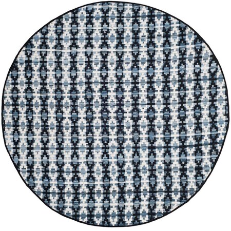 Safavieh 4 x 4 ft. Montauk Hand Woven Round Area Rug, Ivory Blue and Black MTK123A-4R